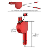 100W 3 IN 1 Retractable Car Charger USB Type C Cable